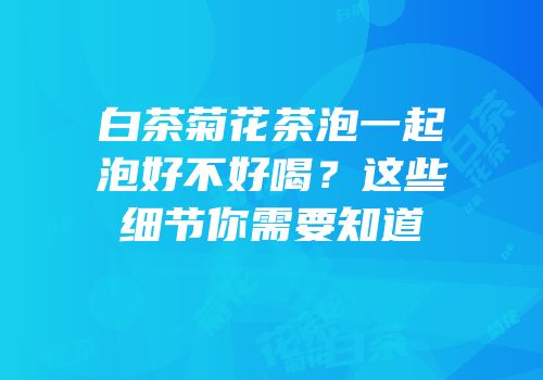 白茶菊花茶泡一起泡好不好喝？这些细节你需要知道