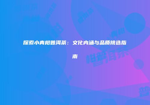 探索小青柑普洱茶：文化内涵与品质挑选指南