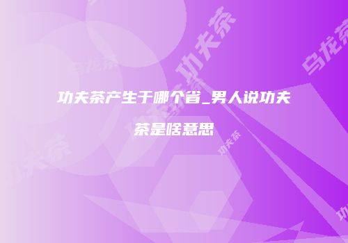 功夫茶产生于哪个省_男人说功夫茶是啥意思