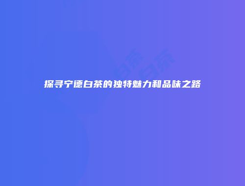 探寻宁德白茶的独特魅力和品味之路