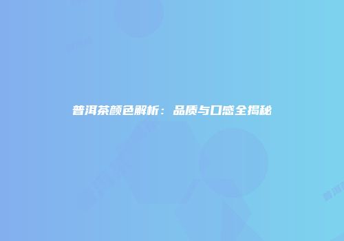 普洱茶颜色解析：品质与口感全揭秘