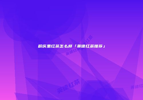 积庆里红茶怎么样「英德红茶推荐」