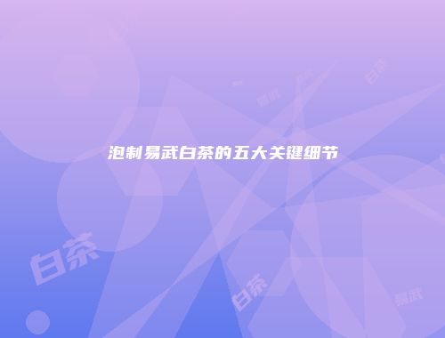泡制易武白茶的五大关键细节