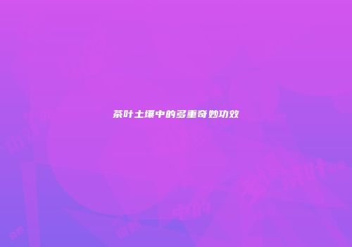 茶叶土壤中的多重奇妙功效