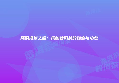探索海拔之巅：揭秘普洱茶的秘密与功效