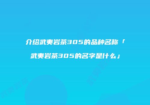 介绍武夷岩茶305的品种名称「武夷岩茶305的名字是什么」