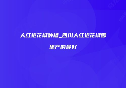 大红袍花椒种植_四川大红袍花椒哪里产的最好