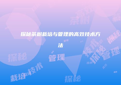 探秘茶树栽培与管理的高效技术方法