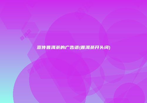 宣传普洱茶的广告语(普洱茶开头词)