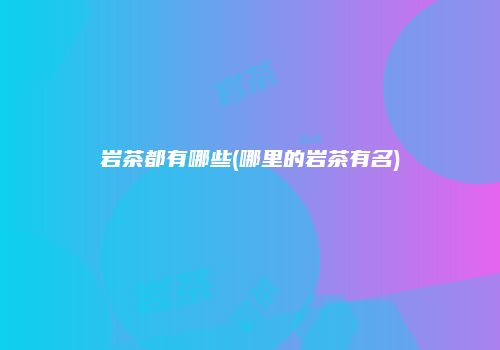 岩茶都有哪些(哪里的岩茶有名)
