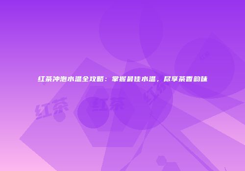 红茶冲泡水温全攻略：掌握最佳水温，尽享茶香韵味
