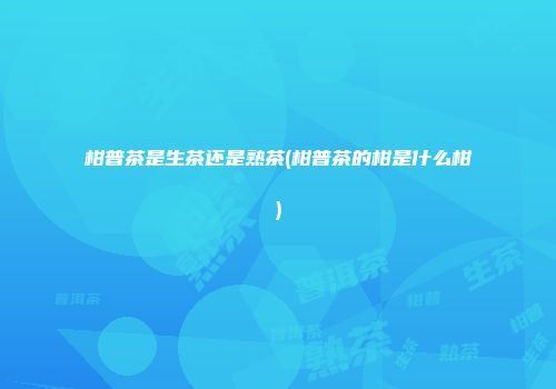 柑普茶是生茶还是熟茶(柑普茶的柑是什么柑)