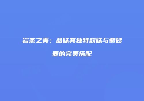 岩茶之美：品味其独特韵味与紫砂壶的完美搭配