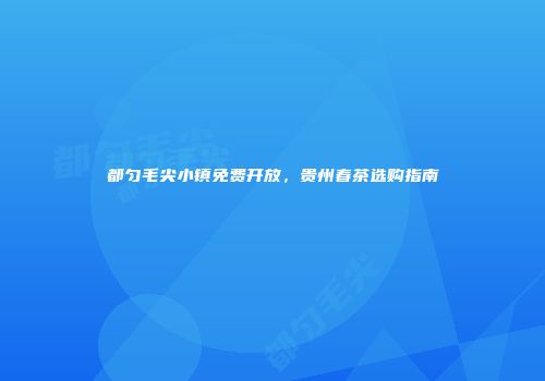 都匀毛尖小镇免费开放，贵州春茶选购指南