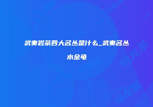 武夷岩茶四大名丛是什么_武夷名丛水金龟