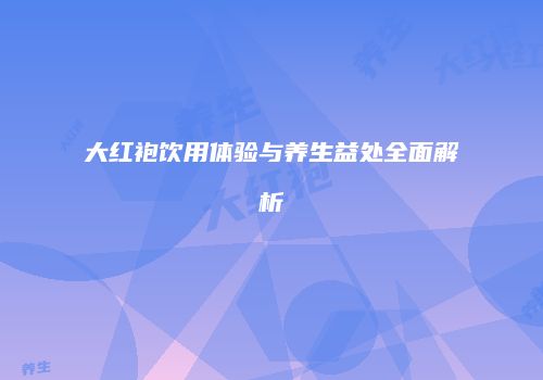 大红袍饮用体验与养生益处全面解析