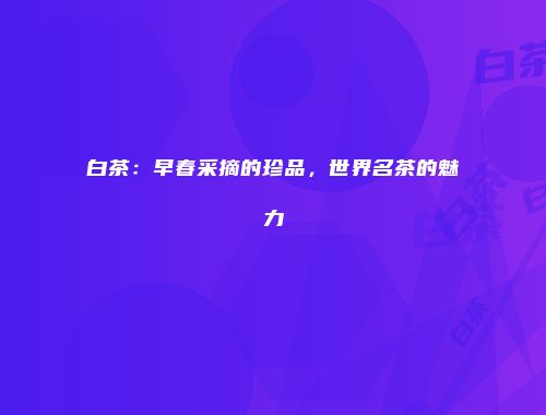 白茶：早春采摘的珍品，世界名茶的魅力