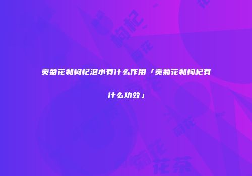 贡菊花和枸杞泡水有什么作用「贡菊花和枸杞有什么功效」