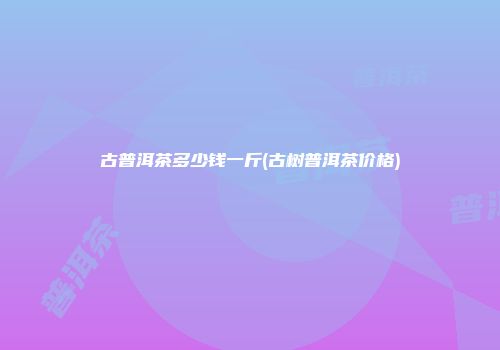 古普洱茶多少钱一斤(古树普洱茶价格)