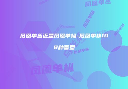 凤凰单丛还是凤凰单枞-凤凰单枞108种香型