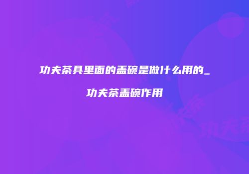 功夫茶具里面的盖碗是做什么用的_功夫茶盖碗作用
