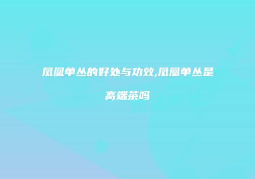 凤凰单丛的好处与功效,凤凰单丛是高端茶吗