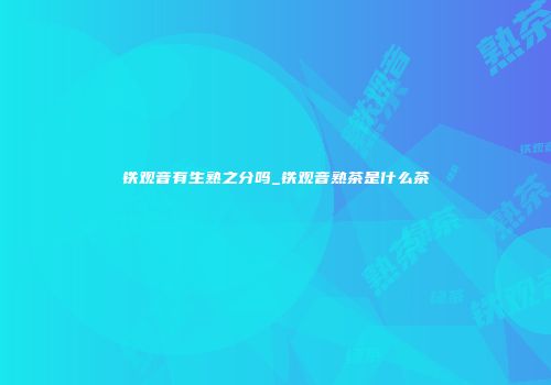 铁观音有生熟之分吗_铁观音熟茶是什么茶