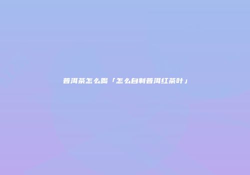 普洱茶怎么喝「怎么自制普洱红茶叶」