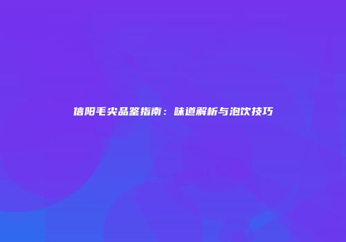 信阳毛尖品鉴指南：味道解析与泡饮技巧