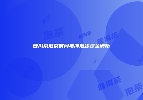 普洱茶泡茶时间与冲泡步骤全解析