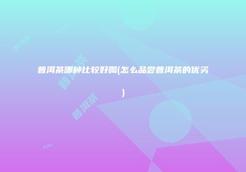 普洱茶哪种比较好喝(怎么品尝普洱茶的优劣)
