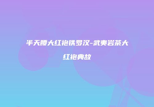 半天腰大红袍铁罗汉-武夷岩茶大红袍典故