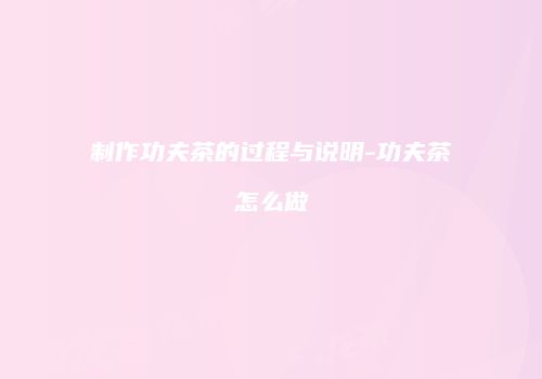 制作功夫茶的过程与说明-功夫茶怎么做