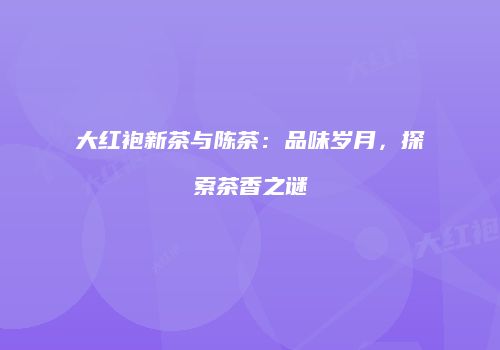 大红袍新茶与陈茶：品味岁月，探索茶香之谜
