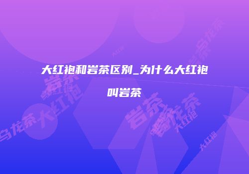 大红袍和岩茶区别_为什么大红袍叫岩茶