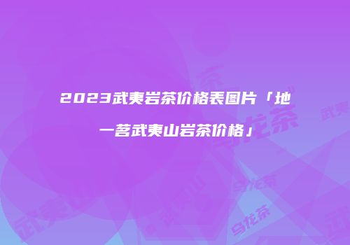 2023武夷岩茶价格表图片「地一茗武夷山岩茶价格」