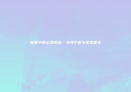 喧嚣中的心灵沉淀：寻找宁静与生活意义