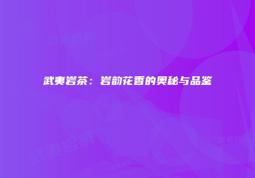武夷岩茶：岩韵花香的奥秘与品鉴