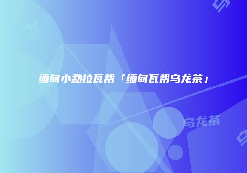 缅甸小勐拉瓦帮「缅甸瓦帮乌龙茶」