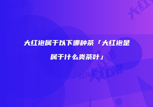 大红袍属于以下哪种茶「大红袍是属于什么类茶叶」