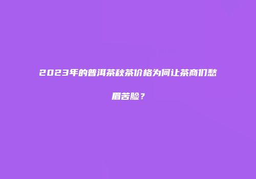 2023年的普洱茶秋茶价格为何让茶商们愁眉苦脸？