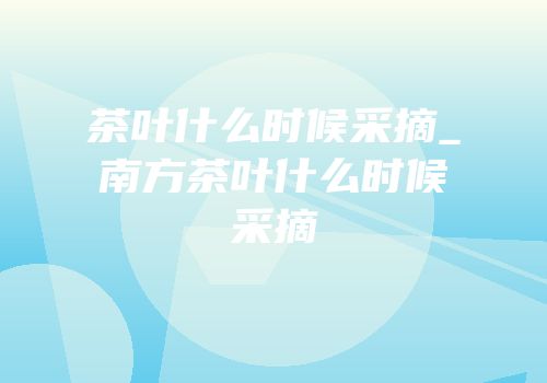 茶叶什么时候采摘_南方茶叶什么时候采摘