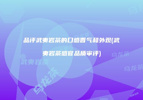 品评武夷岩茶的口感香气和外观(武夷岩茶感官品质审评)