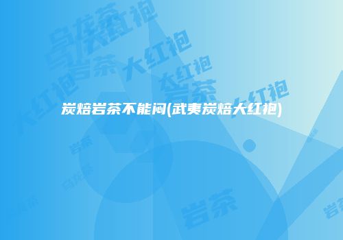 炭焙岩茶不能闷(武夷炭焙大红袍)