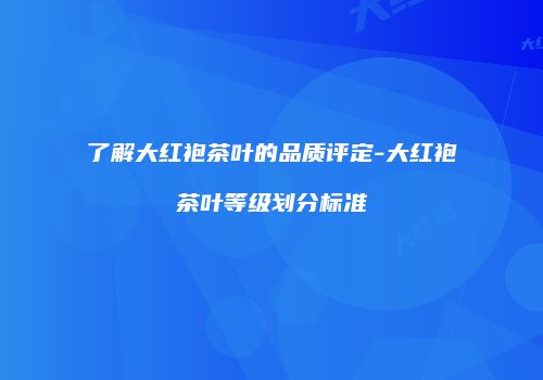 了解大红袍茶叶的品质评定-大红袍茶叶等级划分标准