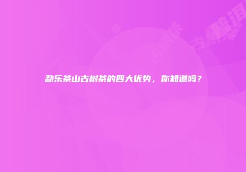 勐乐茶山古树茶的四大优势，你知道吗？