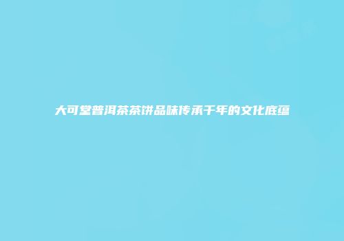 大可堂普洱茶茶饼品味传承千年的文化底蕴