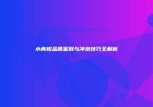 小青柑品质鉴别与冲泡技巧全解析