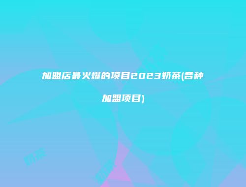 加盟店最火爆的项目2023奶茶(各种加盟项目)