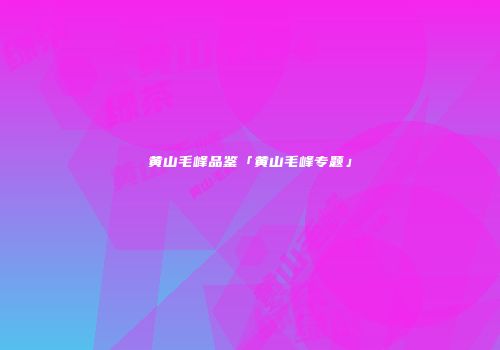 黄山毛峰品鉴「黄山毛峰专题」